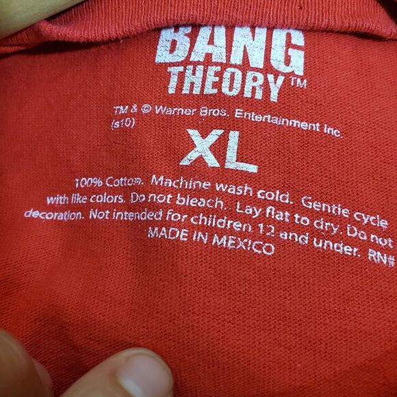 Bazinga Big Bang Theory Flash Sheldon T Shirt Warner Brothers Red Size XL - Picture 5 of 5